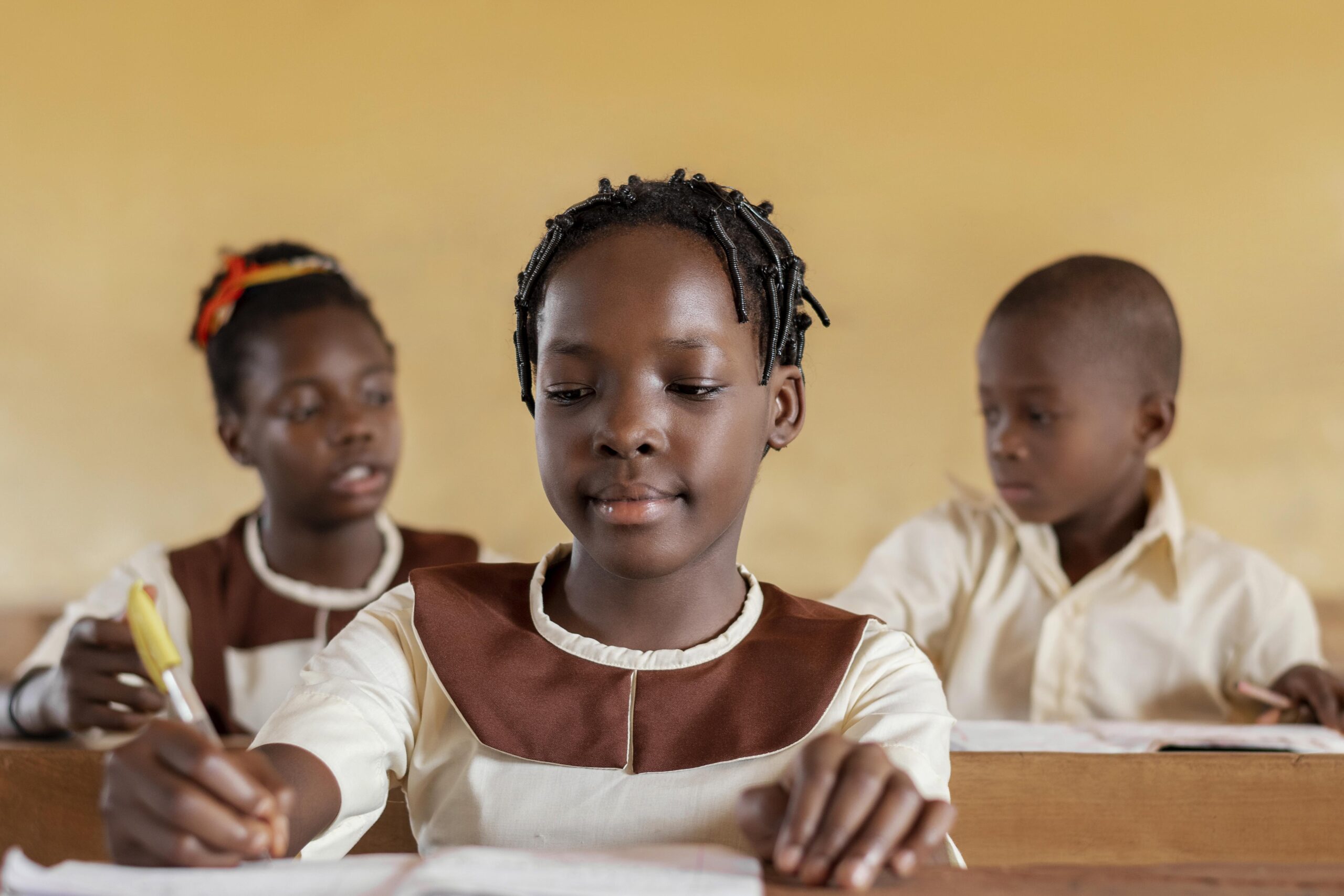 Students using tablets to improve rural STEM education in Africa